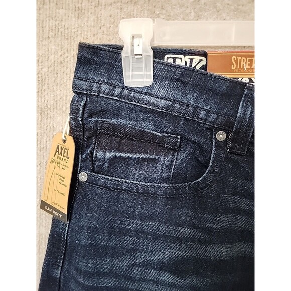 TK Axel Slim Bootcut Jeans Mens 34x32 Blue Dark Wash Stretch NEW - Picture 5 of 13